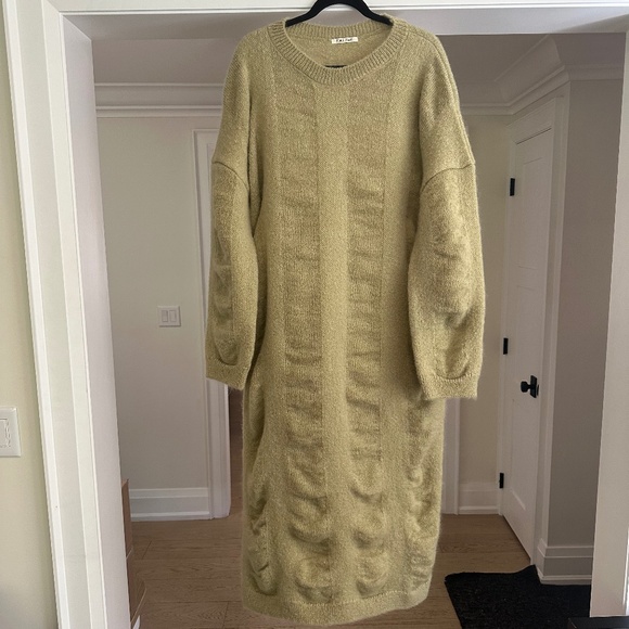 Black Crane Lime Waterfall Mohair & Wool Dress - Size L - Never Worn - Picture 4 of 15